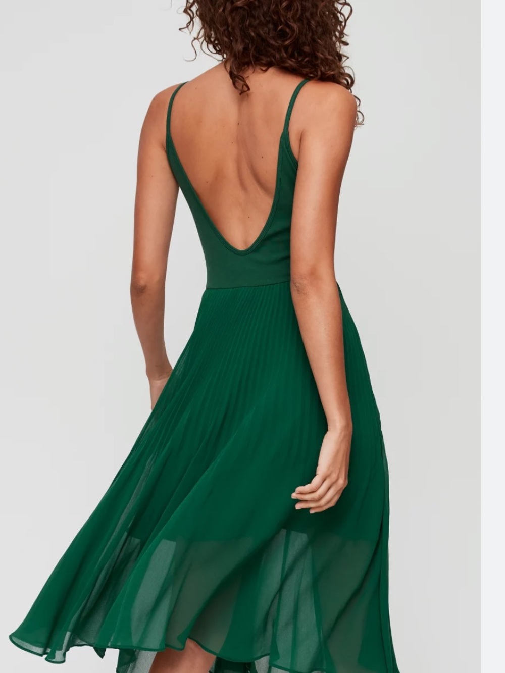 Wilfred daphnee dress Emerald Green Pleated Backless Midi Dress L